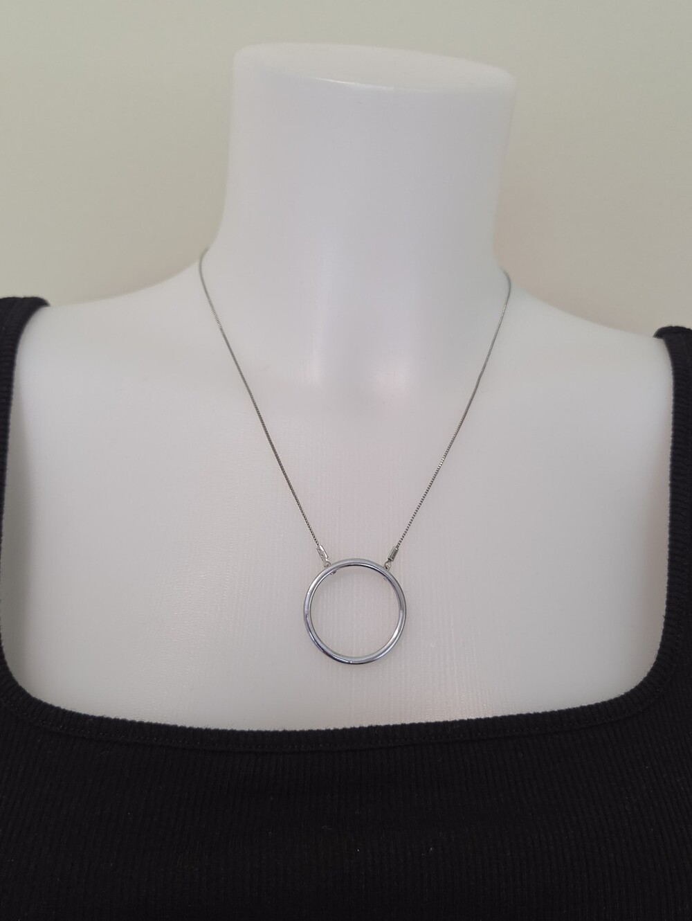 Silvertone Circle Pendant Necklace